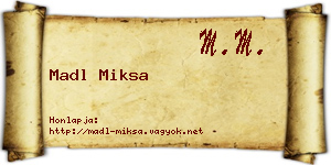 Madl Miksa névjegykártya